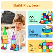 PicassoTiles Magnetic Tiles for Kids with Tote Bag – 101PCS STEM Building Blocks Set, Educational Construction Toy, Creative Learning Magnet Kit