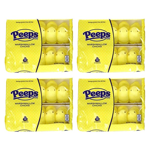 Marshmallow Peeps Yellow Chicks 10 Ct Tray (Pack of 4)