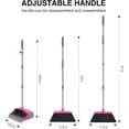 thumbnail image 2 of Broom and Dustpan Set, 52-in Long Adjustable Handle Combo with Teeth to Automatically Clean Hair Suitable for Home Kitchen Office Hall Floor（Grey&Rose）, 2 of 4