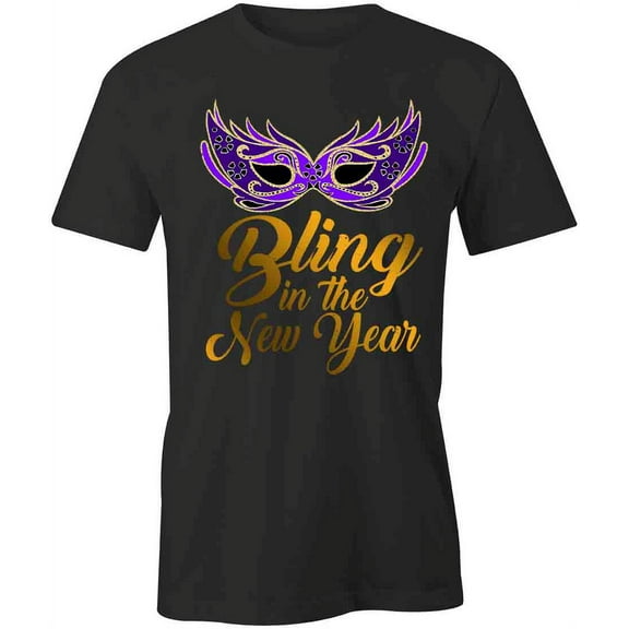 Bling In The New Year T-Shirt | Fun Holiday Black Tee Gift