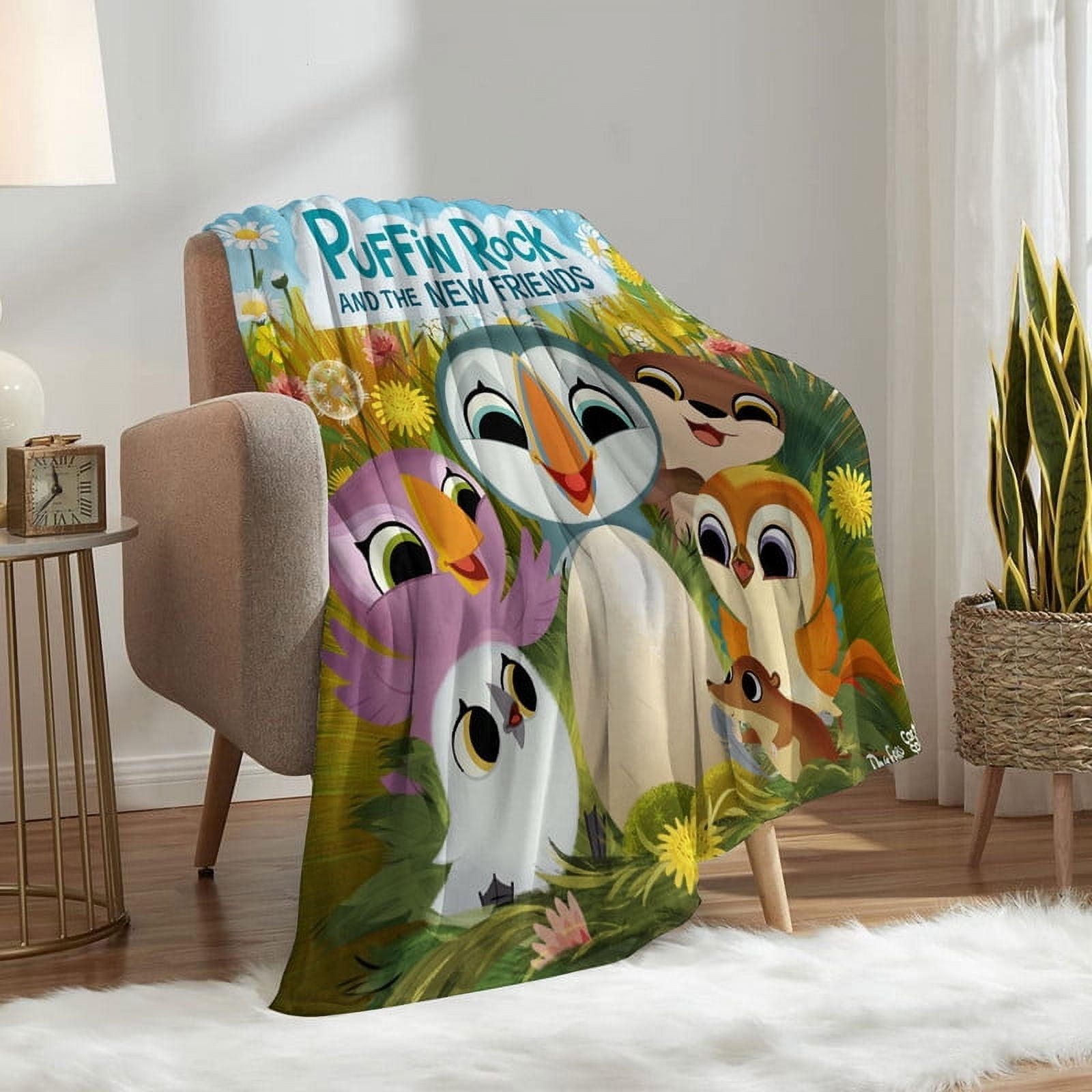 Puffin Rock Throw Blanket Gifts for Fans Lover Girls Boys Women Present Hoodie Him Bed 40"x50"