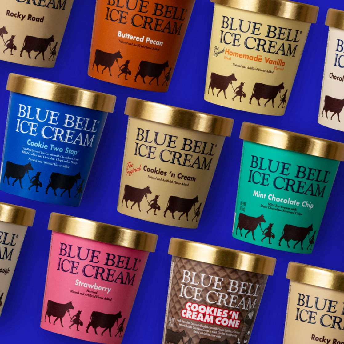 Blue Bell Gold Rim Cookies 'n Cream Ice Cream Pint, 16 fl oz