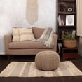 thumbnail image 6 of REDEARTH Round Pouf Ottoman - Hand Knitted Cable Boho Poof Home Décor Pouffe Circular Footrest for Living Room - Bedroom - Lounge - 100% Cotton (19.5"x19.5"x14") - Beige Ivory, 6 of 7
