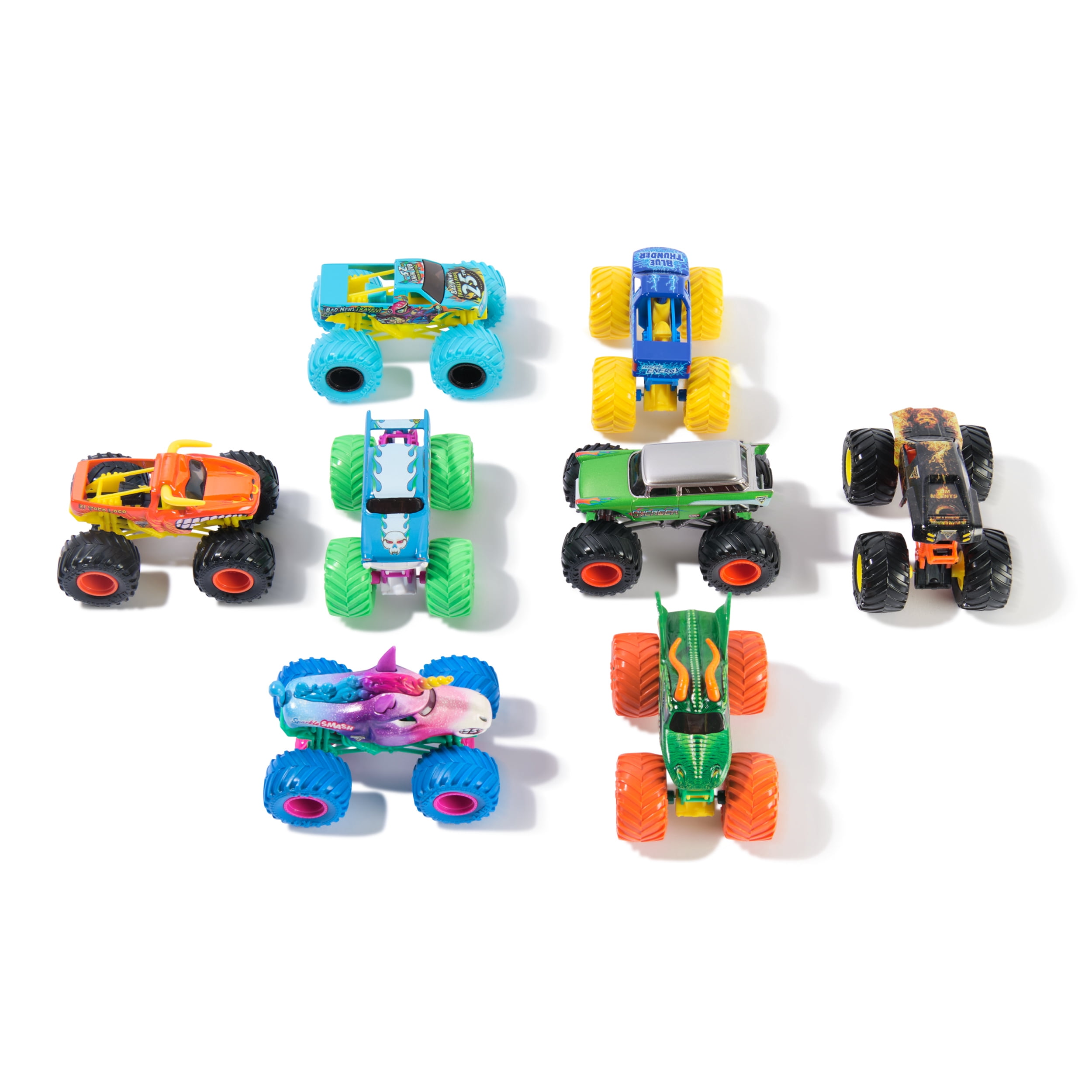 Monster Jam, Dragon Vs. Sparkle Smash Die-Cast Monster Trucks, 1:64 Scale, Kids Toys for Boys Ages 3 and up
