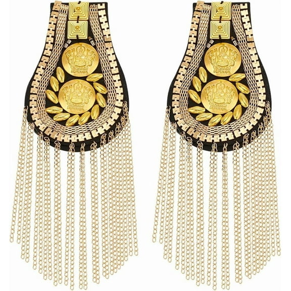 1 Box 2 PCS Metal Tassel Chain Shoulder Epaulets Tassel Blazer Epaulet Shoulder Board with Chains Pin Brooch Detachable Tassel Link Chain Epaulet for Man Suit Clothes Decorations