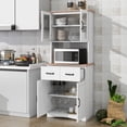 thumbnail image 5 of Noble House 66.9" Kitchen Pantry Cabinet with Drawers and Microwave Stand, White, 5 of 16