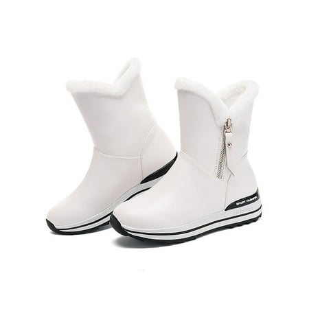 

Tenmix Child Mid Calf Boots Outdoor Comfort Round Toe Womens Non-Slip Snow Boots White 3Y