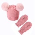 thumbnail image 4 of Conjunto de gorro y guantes para niños, conjunto de dos piezas, gorro y guantes cálidos para bebé, otoño e invierno, 4 of 5