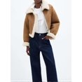thumbnail image 3 of Chaqueta corta de lana de oveja sintética para mujer, abrigo grueso y cálido de manga larga con solapa, Estilo Vintage, para otoño e invierno, 2024, 3 of 5