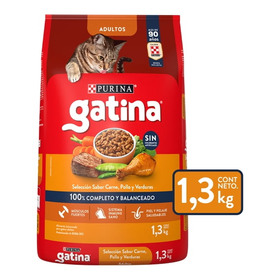 Alimento para Gato Purina Gatina Carne, Pollo, Verduras 1.3 kg