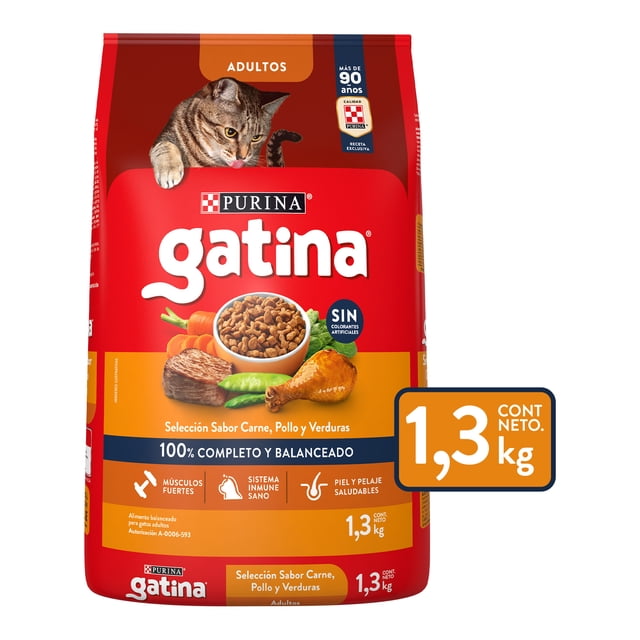 Alimento para Gato Purina Gatina Carne, Pollo, Verduras 1.3 kg