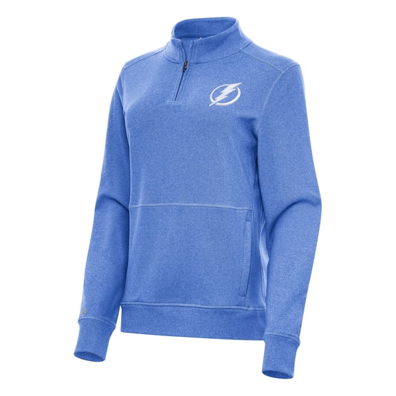 Women's Antigua Heather Royal Tampa Bay Lightning Crush Quarter-Zip Fleece Sweatshirt