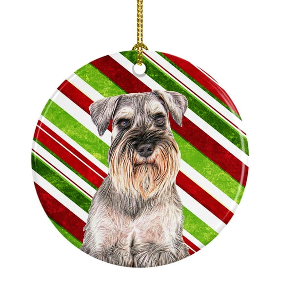Candy Cane Holiday Christmas Schnauzer Ceramic Ornament