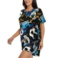 thumbnail image 2 of Bingfone Football Print Pajamas Sets for Women Soft Short-Sleeved Pjs with Lounge Shorts Two Piece Sleepwear, 2 of 8