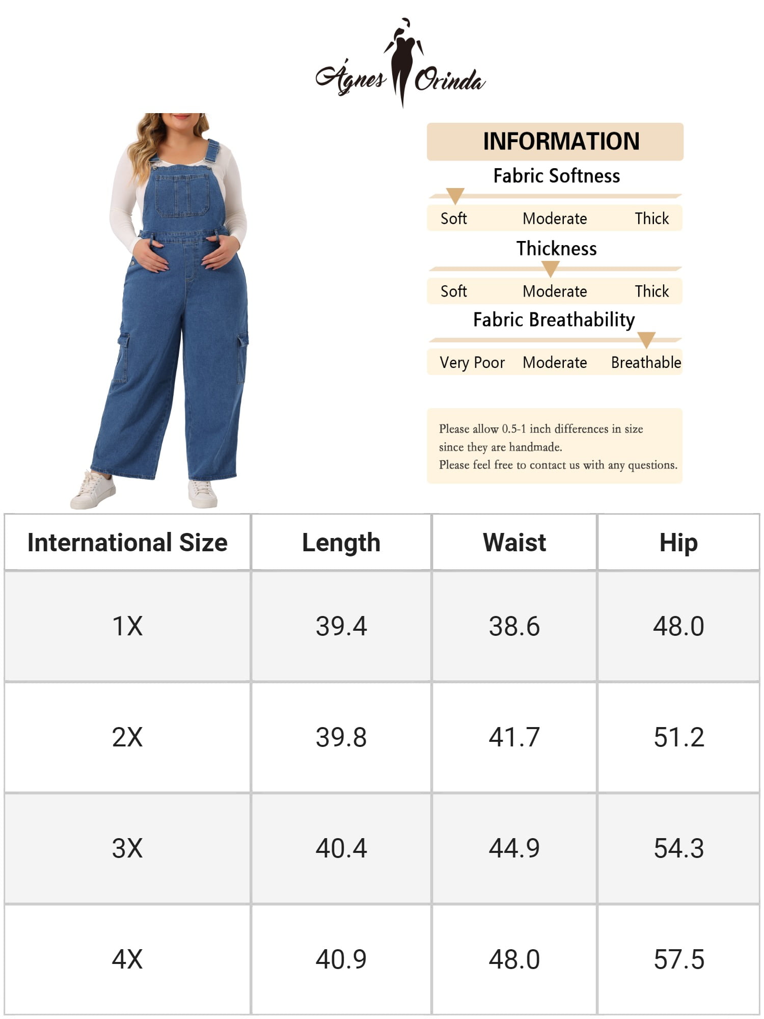 Free Shipping! Unique Bargains Women's Plus Size Denim Overalls 2X