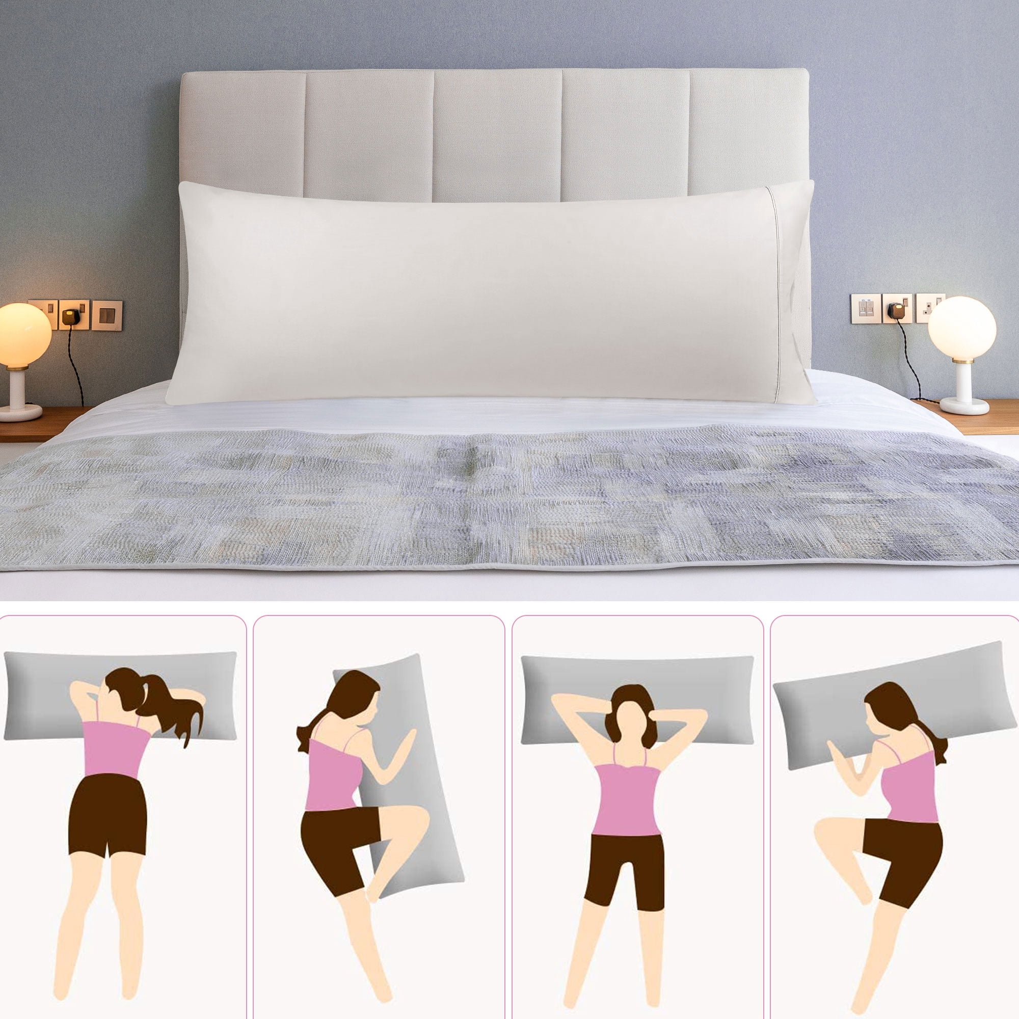Unique Bargains 20"x 55" 1PC Zipper Closure Body Pillow Cover Isabelline
