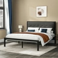 thumbnail image 3 of Allewie Queen Size Metal Platform Bed Frame with Linen Fabric Button Tufted Headboard, Under-Bed Storage, Grey, 3 of 10