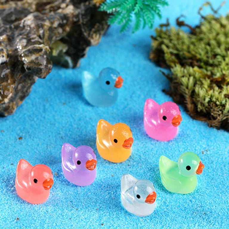 10pcs tiny rubber ducks Mini Duck Glow In The Dark Mini Resin Figure  Miniature