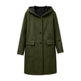 thumbnail image 6 of WIZUTIZ Women's Solid Color Wool Blend Hooded Coat Long Sleeve Loose Fit Lined Warm Winter Overcoat with External Pockets Casual Daily Outerwear, 6 of 7