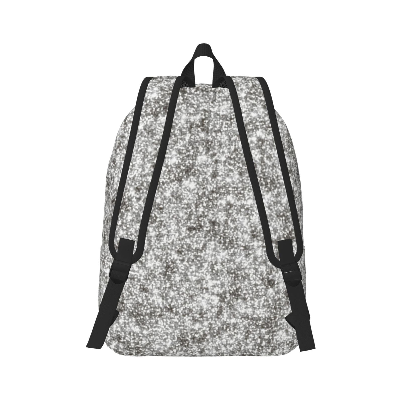 Rateoe Silver Glitter Pattern Canvas College Laptop Backpack,Travel Daypack,Durable Rucksack Travel Notebook Bag School Backpack Book Bag for Men Women-Small