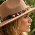 thumbnail image 4 of Qwertyu Cowboy Hat for Men Women Western Cowgirl Hat with Boho Belt Unisex Wide Brim Fedora Hat Beige, 4 of 6