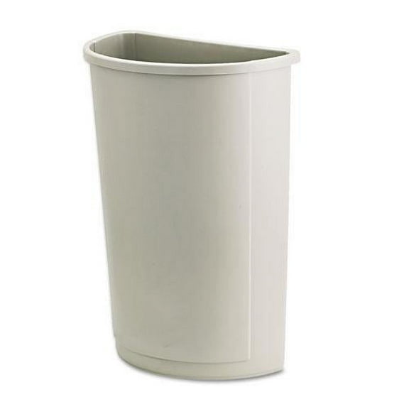 Rubbermaid Untouchable Waste Container, Half-round, Plastic, 21 gal, Beige
