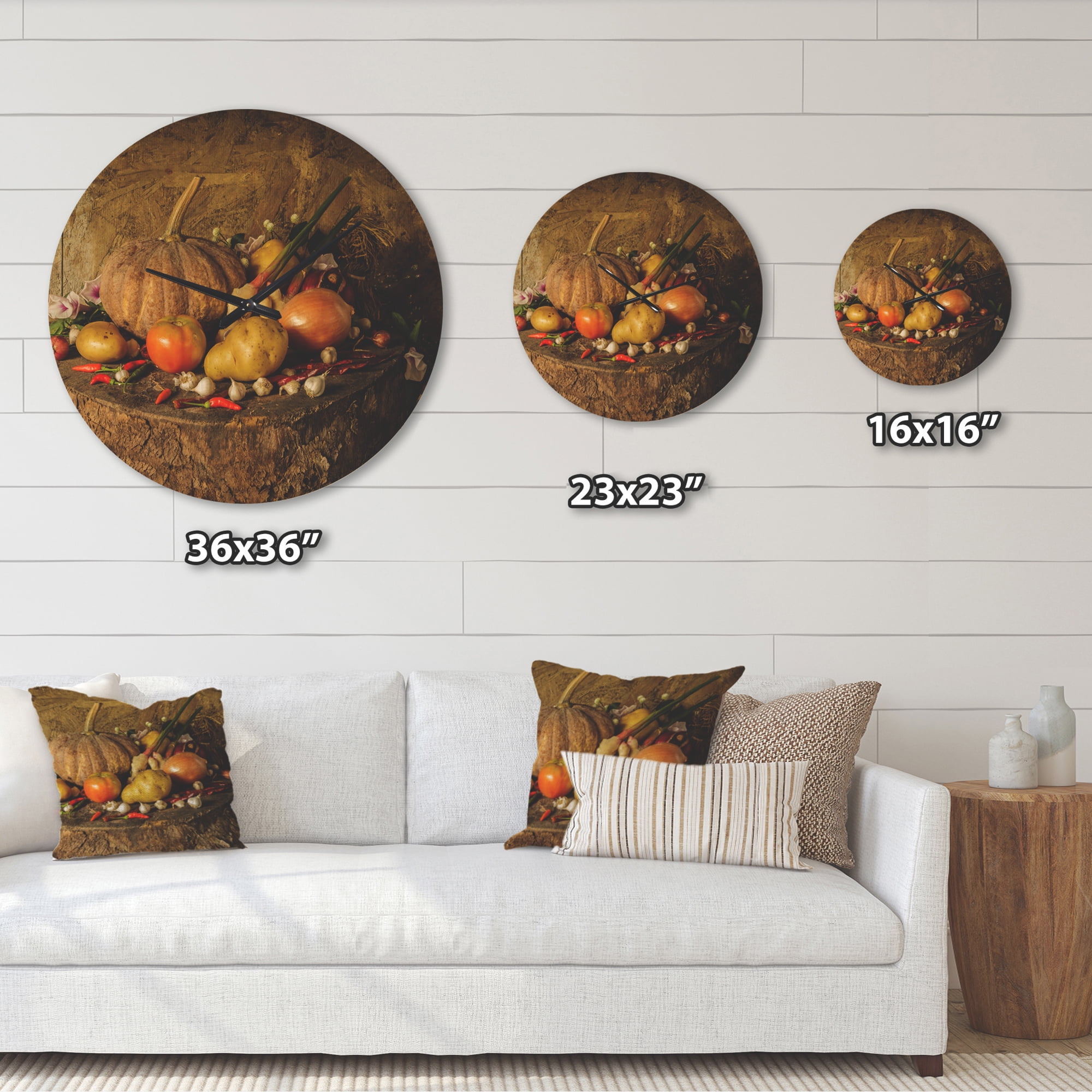 Designart 'Fruits and Vegetables' Modern Wood Wall Clock