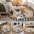 thumbnail image 5 of Vintage Gnomes Round Area Rug 7Ft Washable Circle Rugs for Dorm Laundry Room, Black White Checkered Retro Art Non-Slip Carpet Floor Mats Indoor Outdoor Carpet Runner Aesthetic Home Decor, 5 of 8