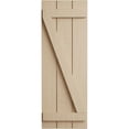 thumbnail image 2 of Ekena Millwork 16 1/2"W x 44"H Rustic Three Board Joined Board-n-Batten Rough Cedar Faux Wood Shutters w/Z-Board (Per Pair), Primed Tan, 2 of 10