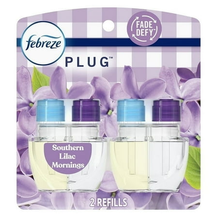 Febreze Plug In Air Freshener, Odor-Fighting Oil Refill, Southern Lilac Mornings, (4 Pack of 2 Refills)