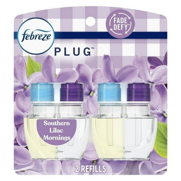 Febreze Plug In Air Freshener, Odor-Fighting Oil Refill, Southern Lilac Mornings, (4 Pack of 2 Refills)