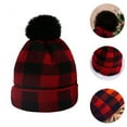 thumbnail image 2 of Gymnture christmas Christmas Red Plaid Woolen Ear Protection Beanie Cap for Kids, 2 of 10