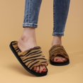 thumbnail image 7 of Taqqpue Women's Fuzzy Slippers Plus Size House Shoes Versatile Striped Double-Size Warm Comfortable Open-Toe Slippers Under 10 for Women, 7 of 7