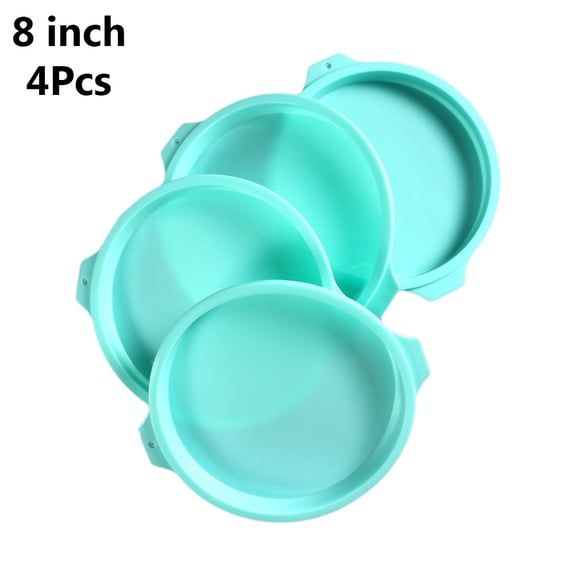 Yoone 4Pcs Round Rainbow Silicone DIY Fondant Cake Pizza Cookie Mold Baking Tools