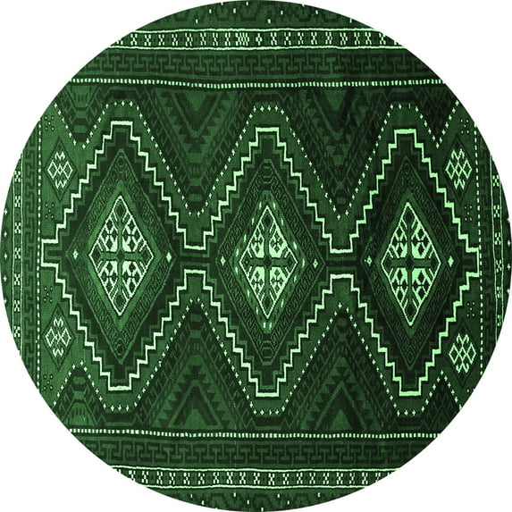 Ahgly Company Indoor Round Persian Emerald Green Traditional Area Rugs, 3' Round