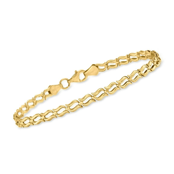 Ross-Simons 10kt Yellow Gold Wavy-Link Bracelet, Women's, Adult