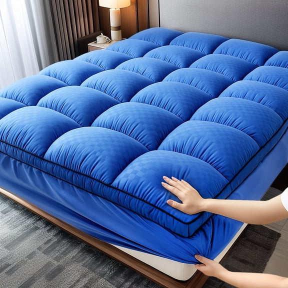 1 Pack Soft Comfort Full Wrap Design Anti-slip Cushioned Mattress, for Home Bedrooms & Student Dorms, All Season Use(Blue,Twin)
