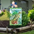 thumbnail image 4 of Welcome Summer Green Turtle Underwater Ocean Sea Coral Reef Plaid Garden Yard Flag 12"x 18" Double Sided Polyester Welcome House Flag for Patio Lawn Outdoor Home Decor, 4 of 6