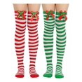 thumbnail image 1 of H 2 Pares De Calcetines Navideños, Medias Largas A Rayas, 1 of 8