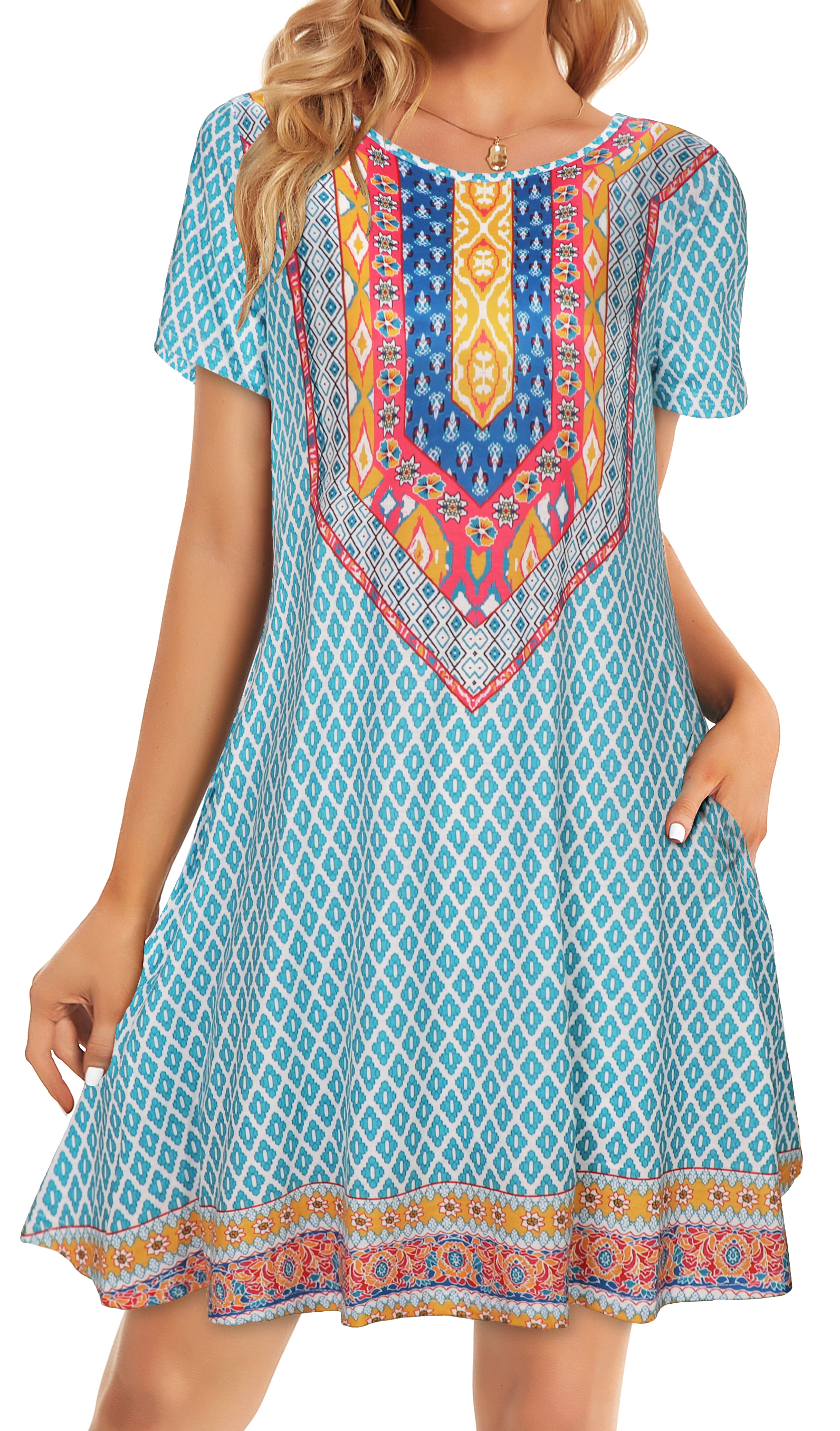 JOELLYUS Womens Summer Dresses Beach Casual Tshirt Plus Size Floral