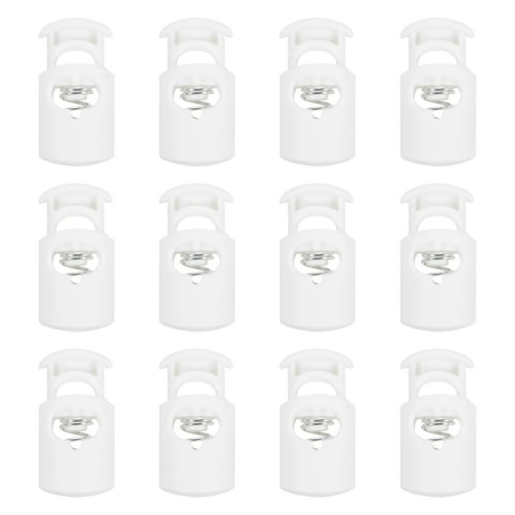 Uxcell Plastic Cord Lock, Single Hole Spring Toggle Stopper Adjustable Cord Stops Fastener End for Paracord White