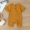 thumbnail image 2 of Newborn Baby Jumpsuit Child'S Summer Jumpsuit Boys and Girls Baby Botton Short Sleeve Round Neck Cute Solid Shorts Rompers New Casual Winter Jumpsuits Brown Newborn, 2 of 9