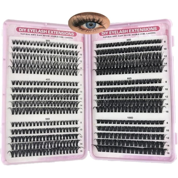 shiyou-Lash Extension Kit,Individual Eyelashes 30-40-50-60-80-100D 8-16mm Mix Cluster Lashes Kit,DIY Eye Lashes Fluffy Eyelashes Extensions (False Lashes)