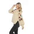 thumbnail image 4 of Simply Couture Women's Solid Blooming Floral Embroidered Blouson Sleeve Knitted Sweater Top, 4 of 4