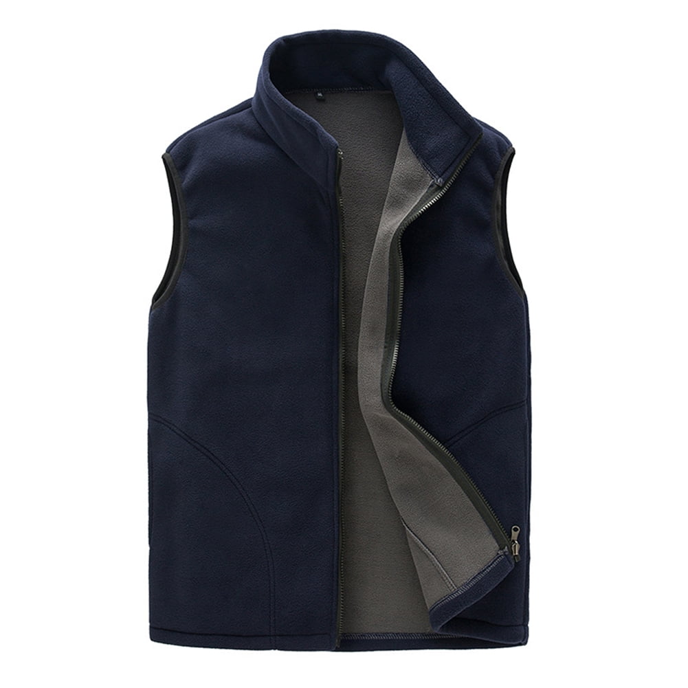 Men Casual Lined Fleece Waistcoat Sleeveless Gilet Full Zip Jacket Vest Top Coat 