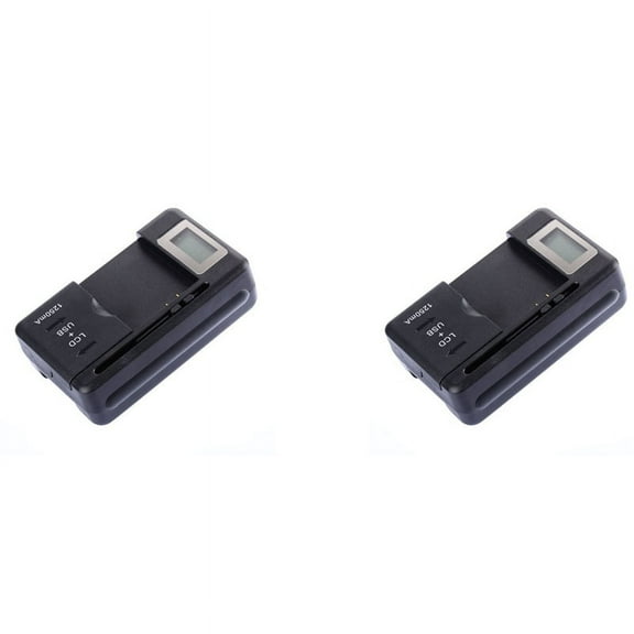 2X Universal Mobile Battery Charger LCD Indicator Screen with USB-Port for Cell Phone Chargers Charging US Plug