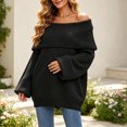 thumbnail image 5 of Wenini Women's Shoulder Solid Color Knit Sweater Top Long Sleeve Loose Casual Pullover Top, 5 of 6