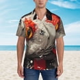 thumbnail image 2 of Balery Abstract Red Koi Fish Art Camisas hawaianas de manga corta para hombre, camisas playeras de corte holgado, camisas de vacaciones con botones,Large, 2 of 7