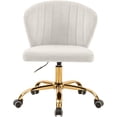thumbnail image 4 of Meridian Furniture Finley Swivel Adjustable Cream Velvet and Gold Office Chair, 4 of 6