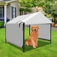 thumbnail image 6 of XLarge Outdoor Dog House 4'x4'x3.6' for Large Dogs, Animal Shelter with Upgraded Doors, Outside Sun Rain Canopy Pet House for Dogs, Cats, Small Animals and Livestock, Grey, 6 of 18